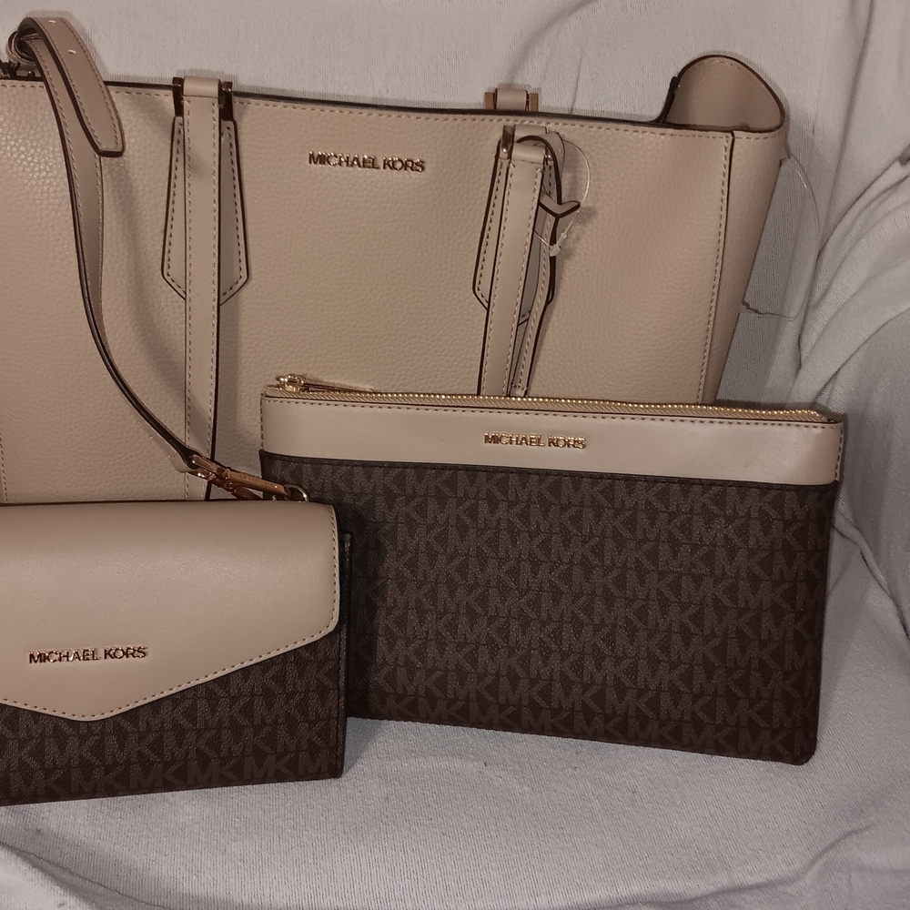 Michael Kors Beige and Brown Women's Bag Set